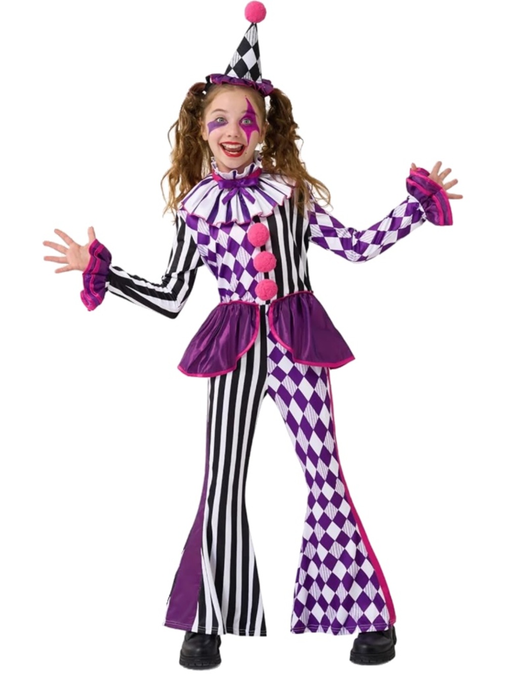 NWT Spooktacular Creations Jester Clown Halloween Costume Girl’s Size Large